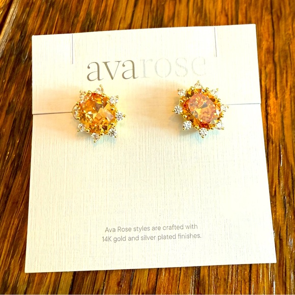 avarose Jewelry - Beautiful Amber Crystal Earrings